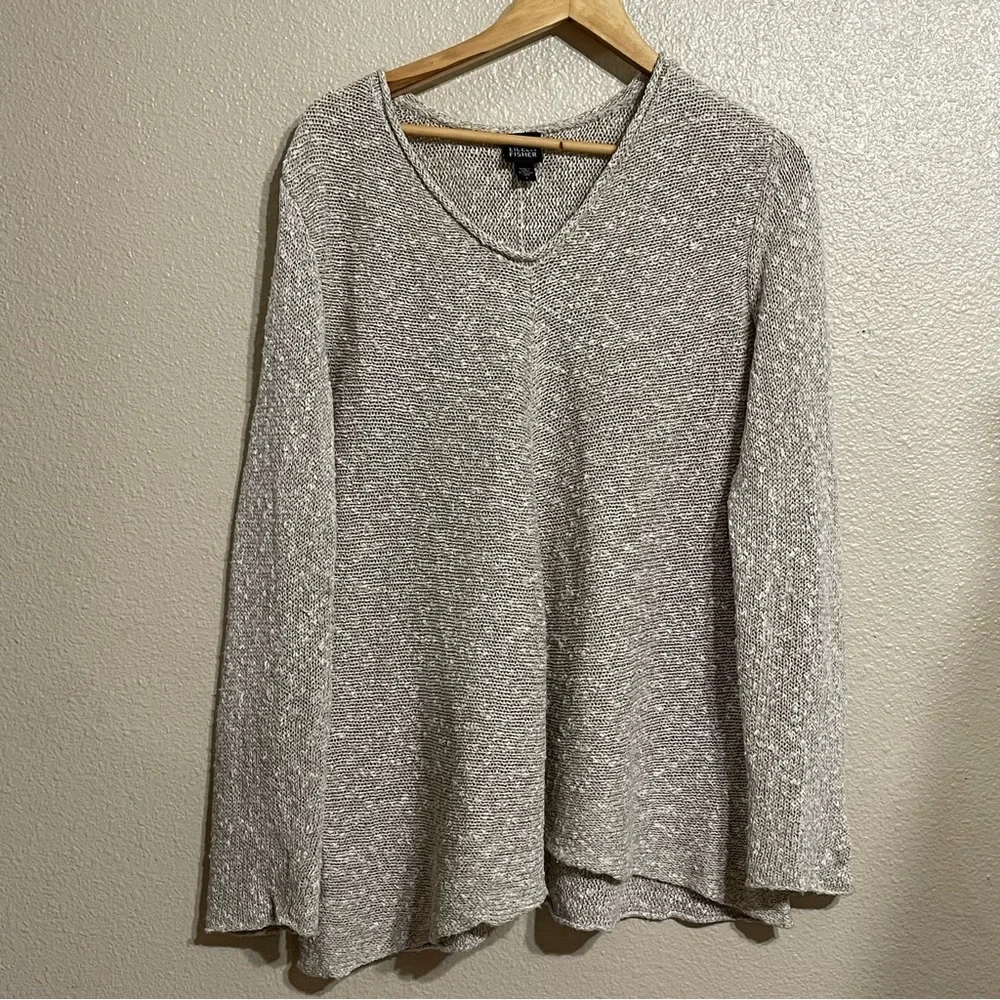 Eileen Fisher Oatmeal Linen Blend Pullover Sweater